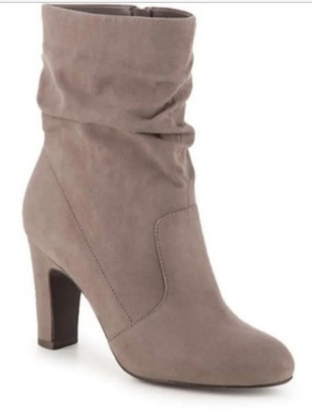 Kelly And Katie Gray Suede Mid-Heel Ankle Boots